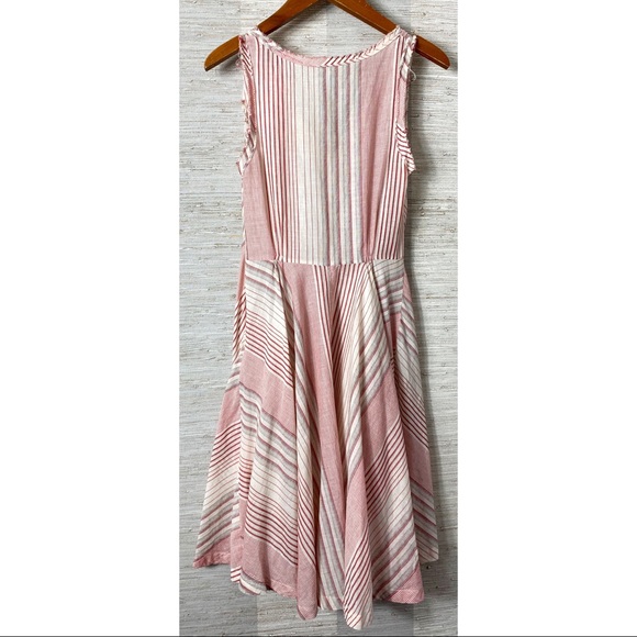 Striped Cotton Light Pleat Sleeveless Dress - Picture 3 of 3